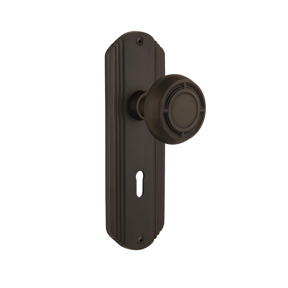 Nostalgic Warehouse 710474  Deco Plate with Keyhole Passage Mission Door Knob in Oil-Rubbed Bronze